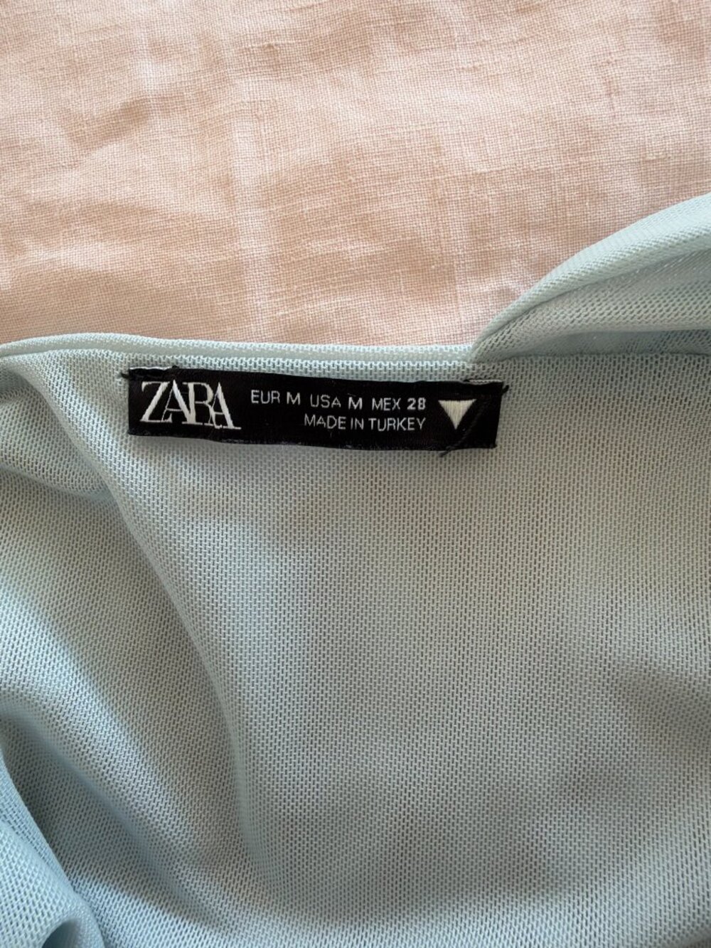 Zara Pale Blue Asymmetric Ruched Bodysuit Size Medium - Picture 3 of 3